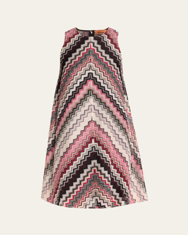 Chevron Sleeveless Mini Shift Dress